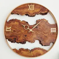 ساعت دیواری روستیک قطر ۵۵ از جنس چوب سنجد