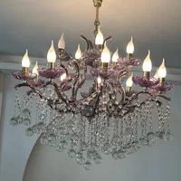 لوستر کریستال بنفش|لوستر و چراغ آویز|اصفهان, جاوان|دیوار