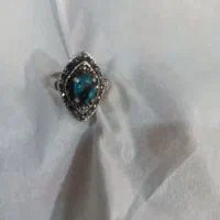 انگشتر فیروزه نقره وزمرد