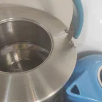 ست کتری استیل و قوری همراه چای خوری و شکر خوری