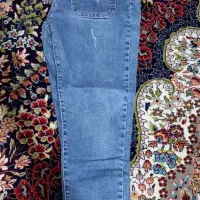 شلوار لی اسکینی رنگ آبی آسمونی پر رنگ