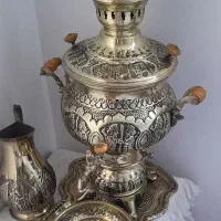 سماور سیاه قلم ست بسیار زیبا و انتیک نو نو اک|کلکسیون اشیاء عتیقه|ارومیه, |دیوار