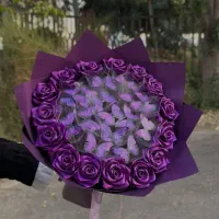 کادویی تولد سالگرد یلدا دسته گل پروانه و روبانی|گل مصنوعی|تبریز, |دیوار