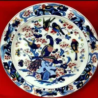 عتیقه دیس گرد و بیضی گل بلبل ژاپن ۴۲سانت