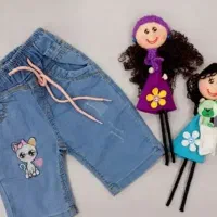 شلوارک لی دخترانه مدل گربه