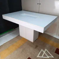 میز ناهارخوری MDF سفید تبدیلی 6 به 8 نفره