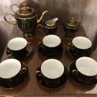 ست چای و قهوه خوری طلایی مشکی پذیرایی لوکس|ظروف سرو و پذیرایی|تهران, شهرک چیتگر|دیوار
