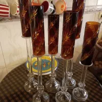 ست سه تایی جاشمعی بلور دو پوست تراش خورده