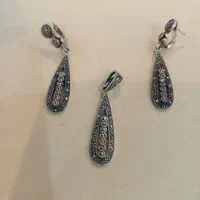 گوشواره نقره نیم ست