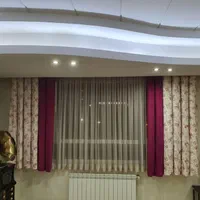 پرده کتان گلدار آلبالویی دو متری|پرده، رانر، رومیزی|تهران, مرزداران|دیوار