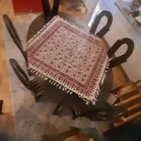 میز ناهارخوری ۶ نفره چوبی با شیشه ضخیم