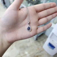 پلاک زنجیر نگین تانزانیت نقره اصل|بدلیجات|کرمانشاه, |دیوار