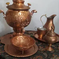 ست سماور مسی زغالی باجهزیه کامل
