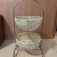 سبد پیاز سیب زمینی با پایه استیل دو طبقه