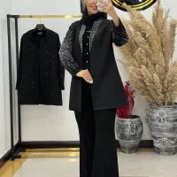 انواع کت شلوار کت تک مجلسی کرپ نگین دار|لباس|مشهد, زمرد|دیوار