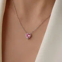 نیم ست جواهری تمام جواهری مدل قلب صورتی|بدلیجات|تبریز, |دیوار