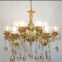 ۲ عدد لوستر ۶ شاخه برنجی به همراه لامپ