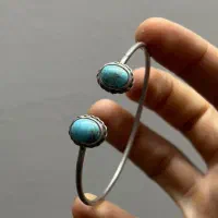 دستبند نقره دستساز با سنگ فیروزه نیشابور طبیعی|جواهرات|تهران, بهار|دیوار