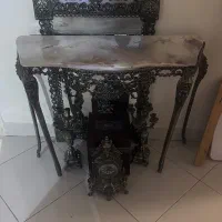 آیینه شمعدان کنسول و ساعت برنز اصل با سنگ مرمر