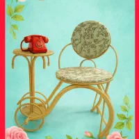 میز تلفن فلزی - طرح چرخ دار کلاسیک