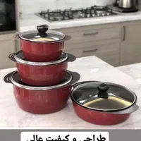 سرویس قابلمه و تابه 8 پارچه فیلون طرح چدن گرانیت|ظروف پخت‌وپز|قم, ولیعصر|دیوار