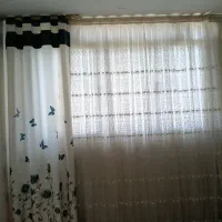 پرده تور دستک حریر آستر چوب پرده