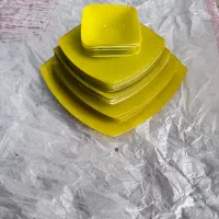ست ظرف شیشه‌ای زرد، طرح مربع  ۲۴ پارچه