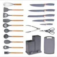 سرویس 19پارچه ست کفگیرملاقه وچاقو آشپزخانه