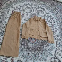 ست لباس کرمی ویک مانتو