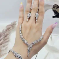 سرویس زنجیری نقره جواهری زنانه کد 60066|بدلیجات|تبریز, |دیوار