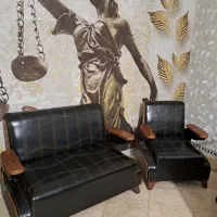 مبلمان اداری ۴نفره چرم و چوب
