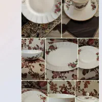 چینی زرین گل قرمز لب طلایی