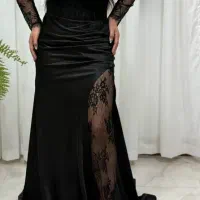 پیراهن مجلسی پارچه ساتن و دانتل ترک سایز40