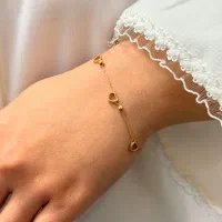 دستبند زنجیری طلا 18 عیار زنانه کرابو قلب و گوی