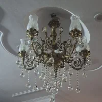 لوستر برنز قدیمی ۵دشاخه با دوعدد دیوار کوب