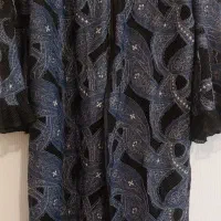 مانتو عبایی رنگ سورمه ای مشکی