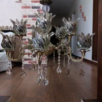 دو عدد لوستر برنز ده شعله و دیوارکوب ست آکبند|لوستر و چراغ آویز|کرمانشاه, |دیوار