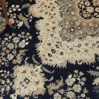 فرش 12متری سورمه کرم 500شونه کاشان