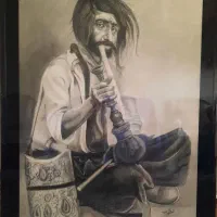 تابلوی سیاه قلم کار استاد زرین