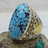 انگشتر فوق کلکسیونی نقره بافیروزه فاخر نیشابوری