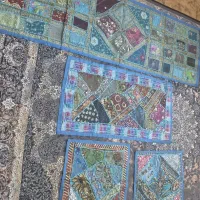 رومیزی کارشده وزیبا پارچه پرده ای