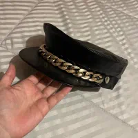 کلاه نقاب کوتاه چرم زنجیردارمشکی