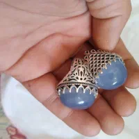 دوعدد انگشتر نقره بانگین عقیق کبود