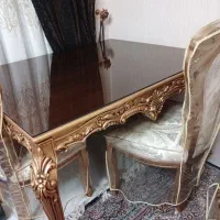 مبل سلطنتی چوب راش ورق طلا با ناهارخوری