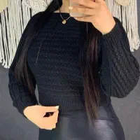 کراو تاپ بافت فندقی آستین دار جذاب و خاص|لباس|بیرجند, |دیوار