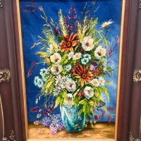 تابلو فرش گل ابریشم