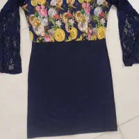 لباس مجلسی شیک استین گیپور سورمه ای