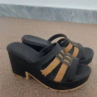 صندل مجلسی لژدار مشکی سایز ۴۰|کیف، کفش، کمربند|چالوس, |دیوار