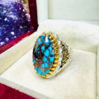 انگشتر فوق کلکسیونی سنگ فیروزه آبی درباری عنکبوتی