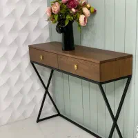 کنسول ویترین میز ارایش کد۶۱۱۹ چوب و فلز